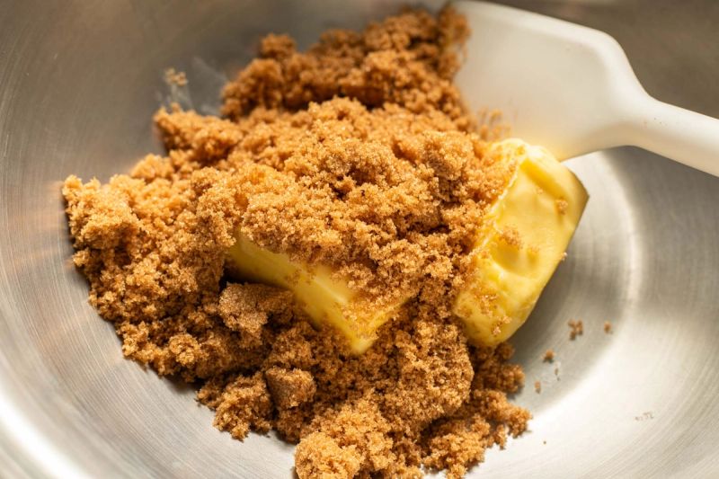 Brown sugar and butter in a bowl Brown sugar and butter in a bowl
