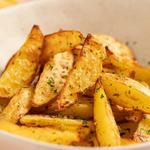 Air fried potato wedges in a bowl