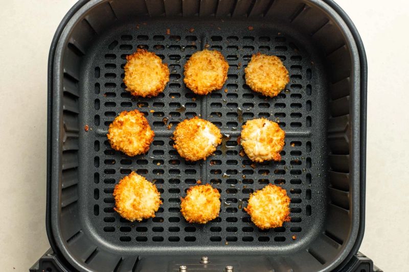 Fried goats cheese in air fryer basket