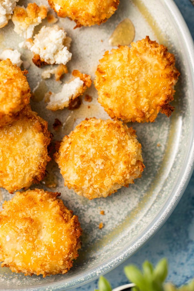 Fried goats cheese on a plate