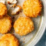 Air fried goats cheese on a plate