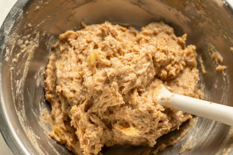 Banana bread batter in a bowl