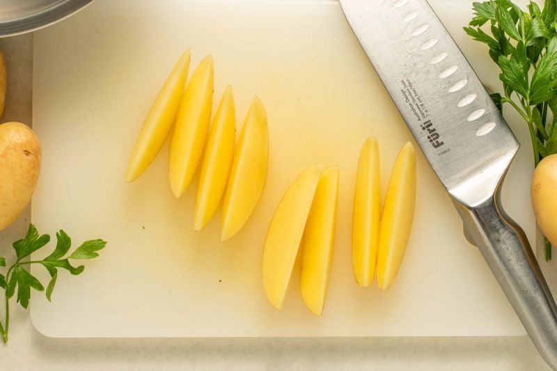 Potato cut into 8 wedges Potato cut into 8 wedges