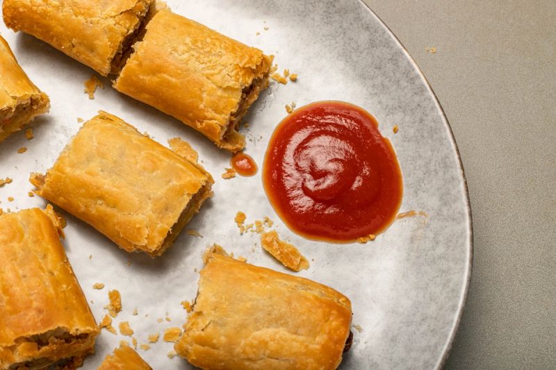 Air fried sausage rolls with tomato sauce Air fried sausage rolls with tomato sauce