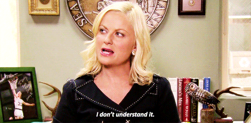 Leslie Knope looks baffled, with the caption I don't understand it.