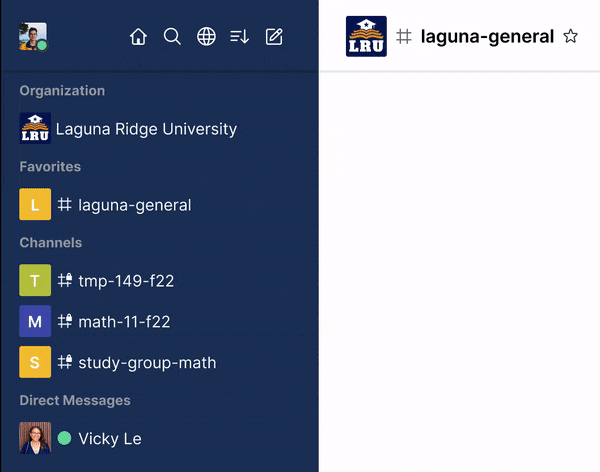 Nectir sidebar Organizations menu for switching among multiple school workspaces.