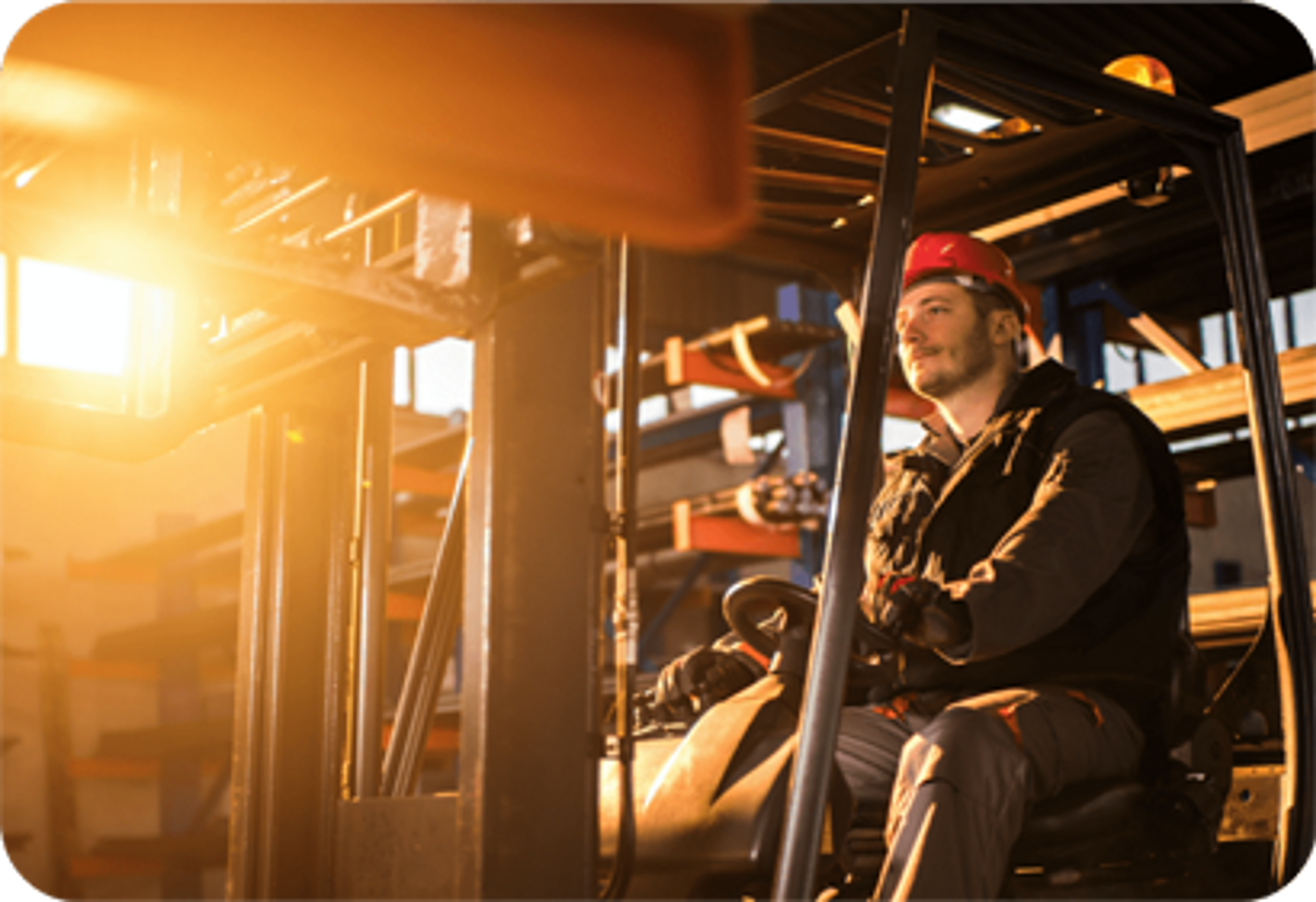 Picture of a man operating a forklift 