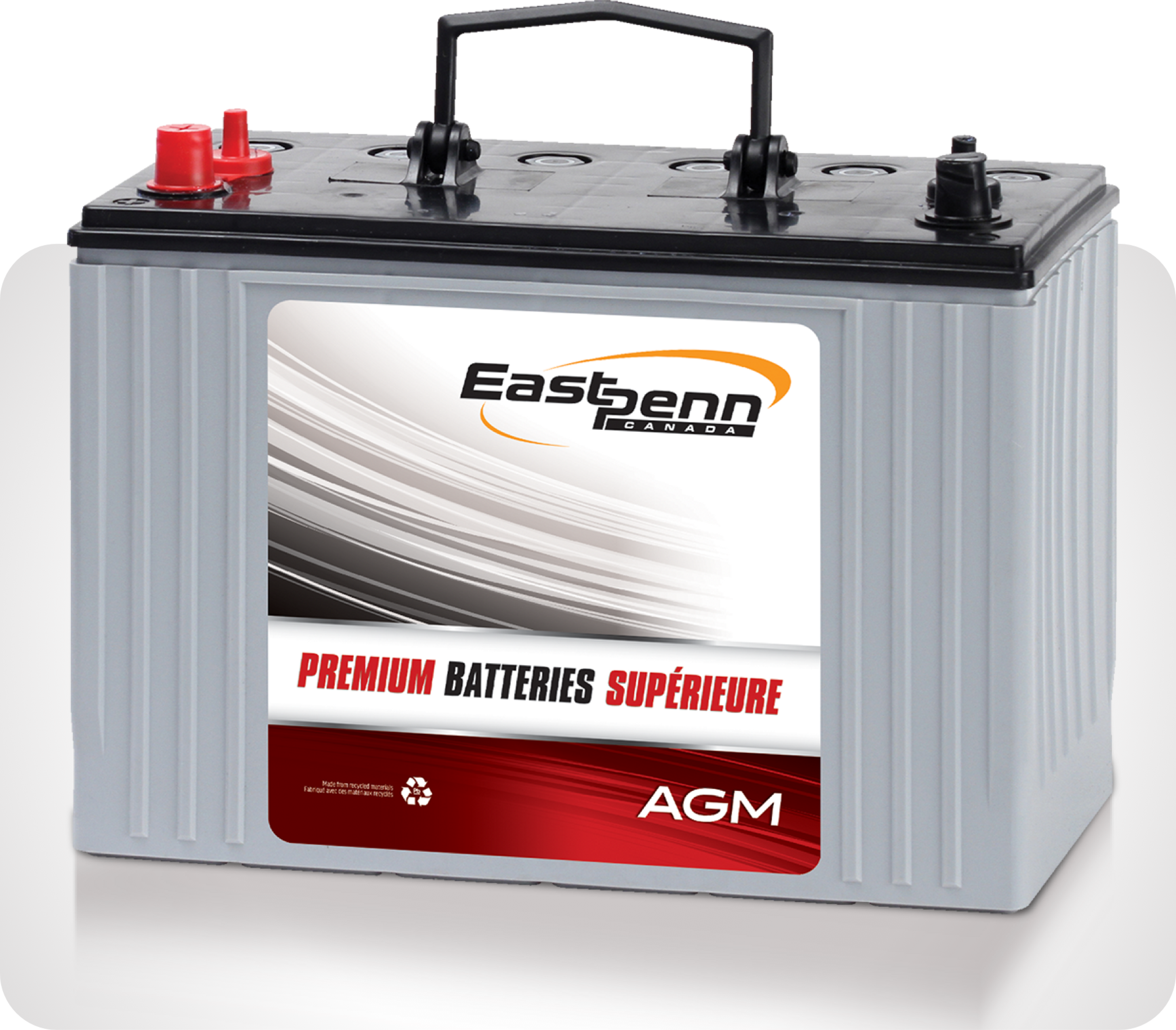 Picture of small silver single East Penn brand premium AGM battery