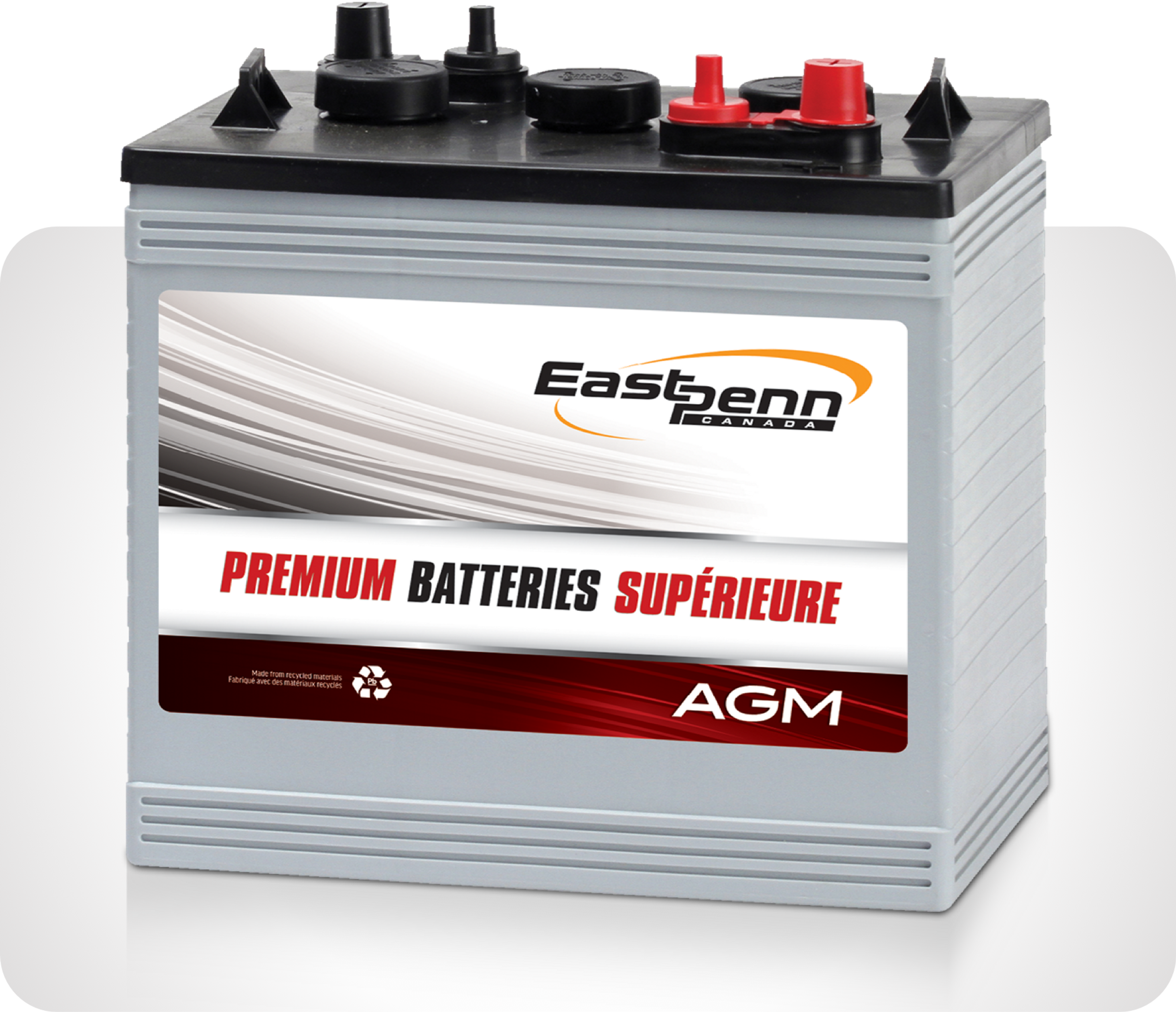 Picture of small silver single East Penn brand premium AGM battery