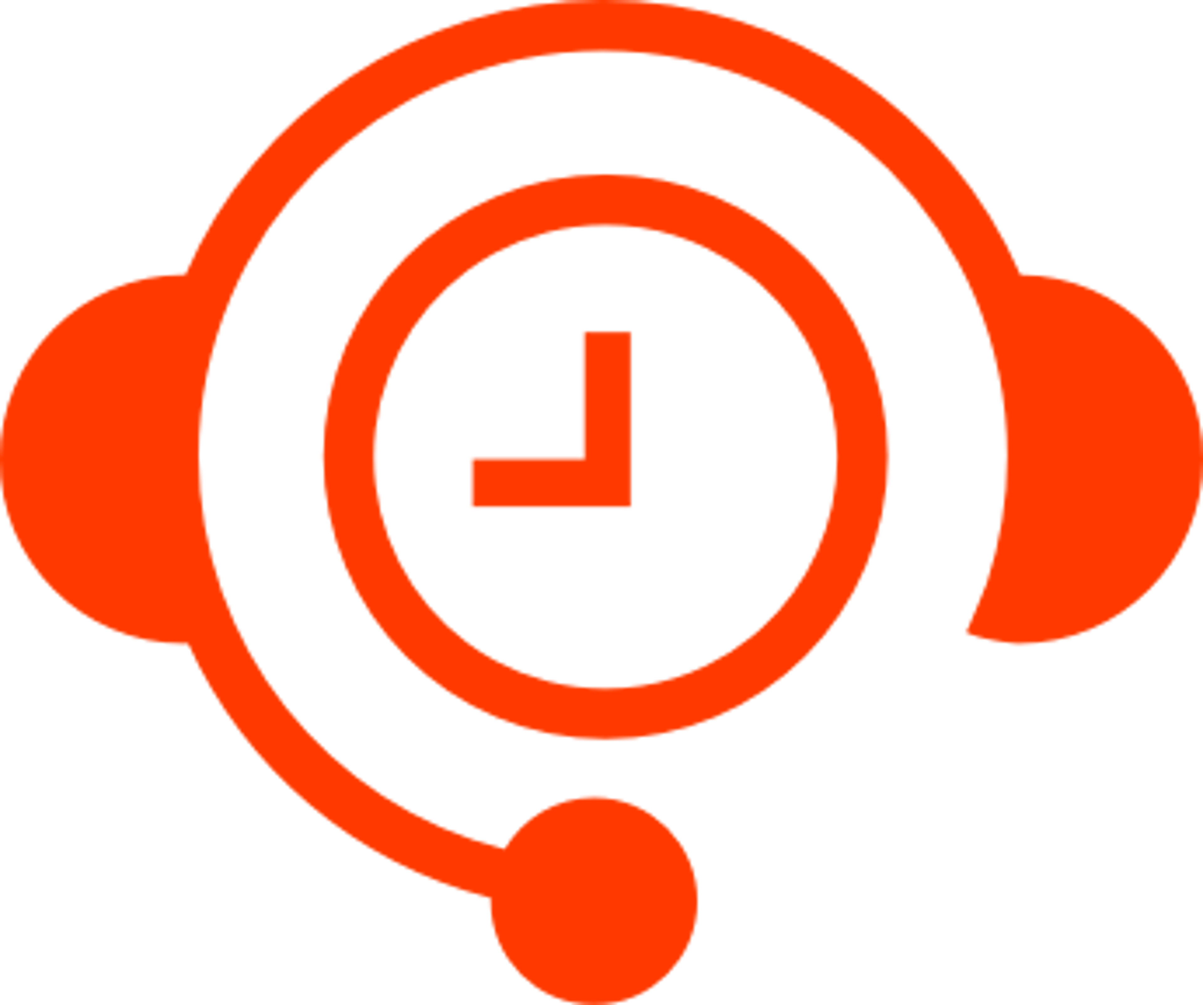 Red Icon of a clock inside a headset