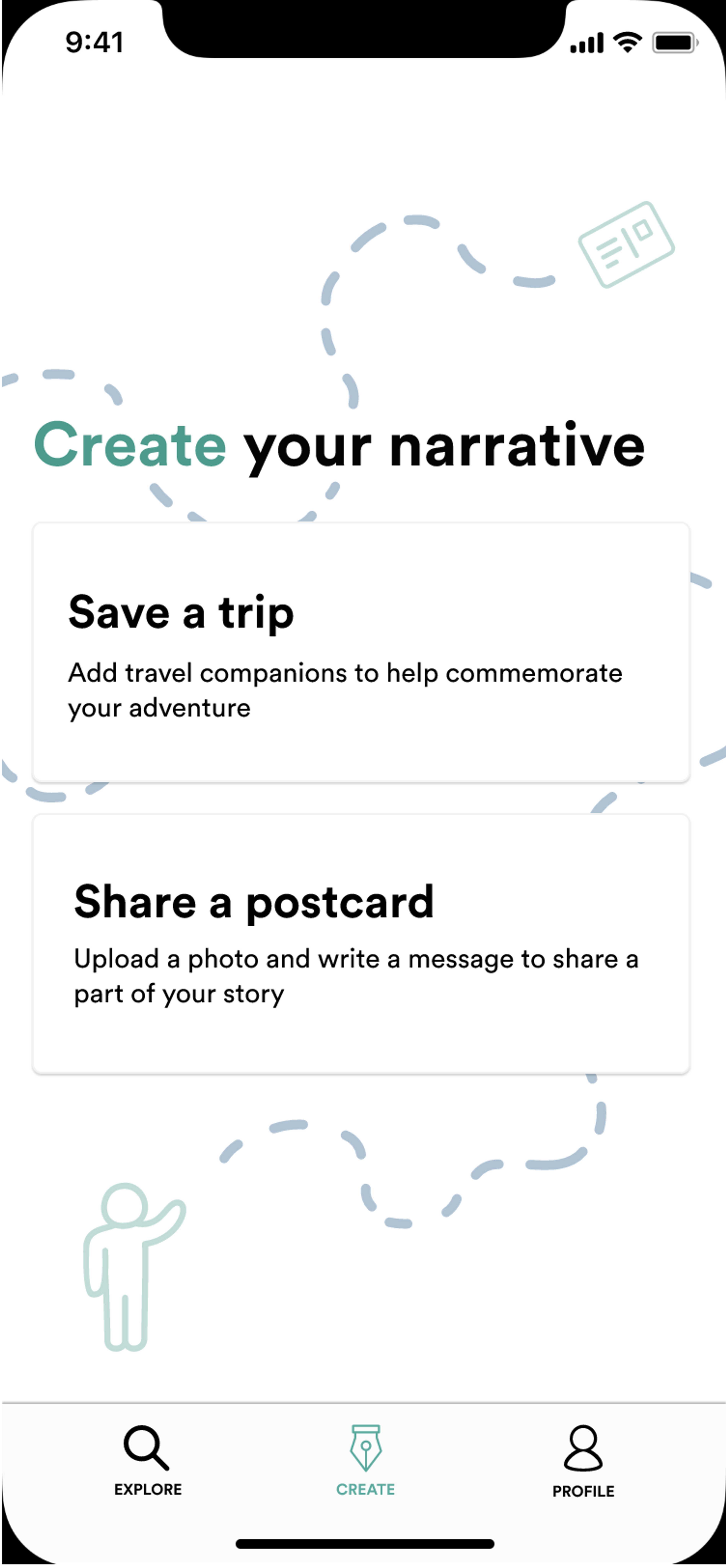 Postcards app create screen