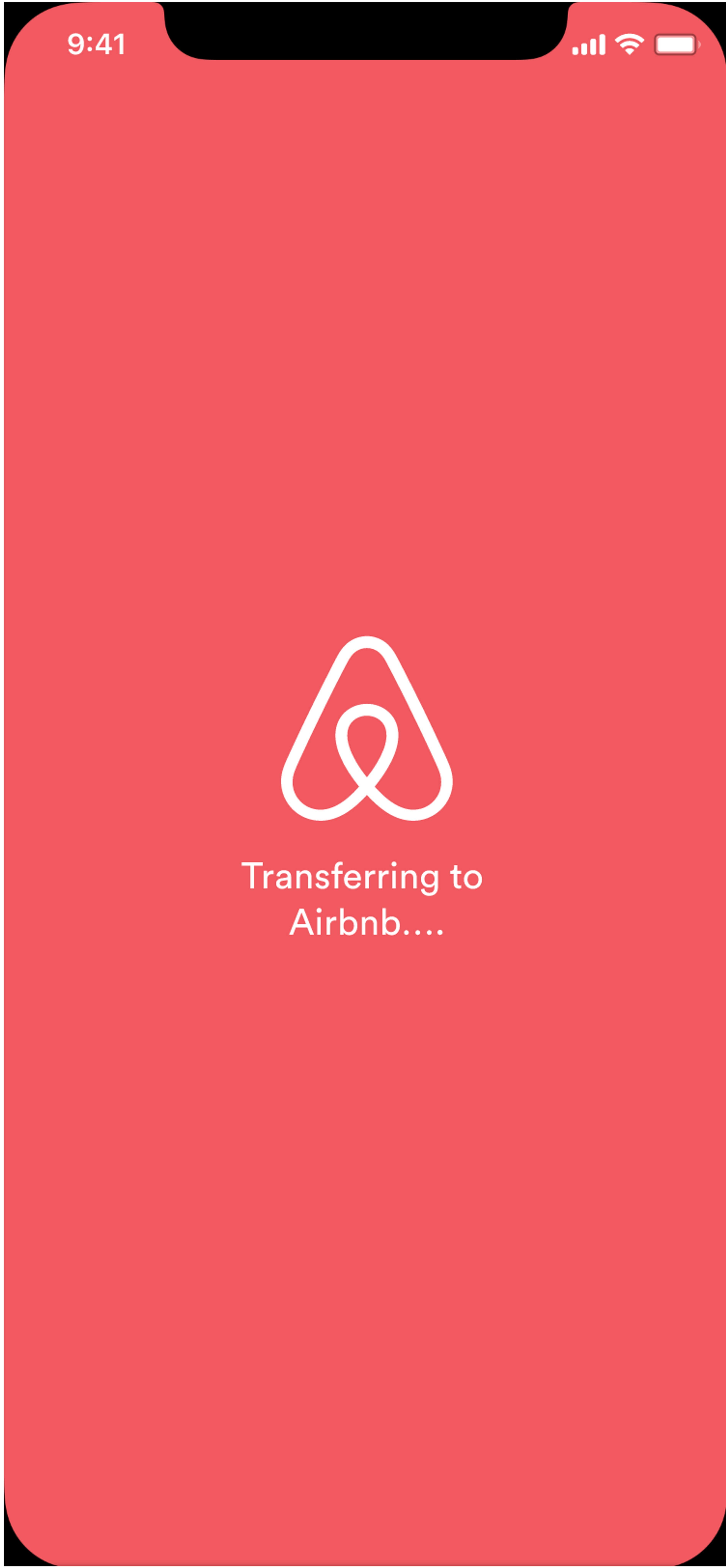 Postcards App connecting to Airbnb screen