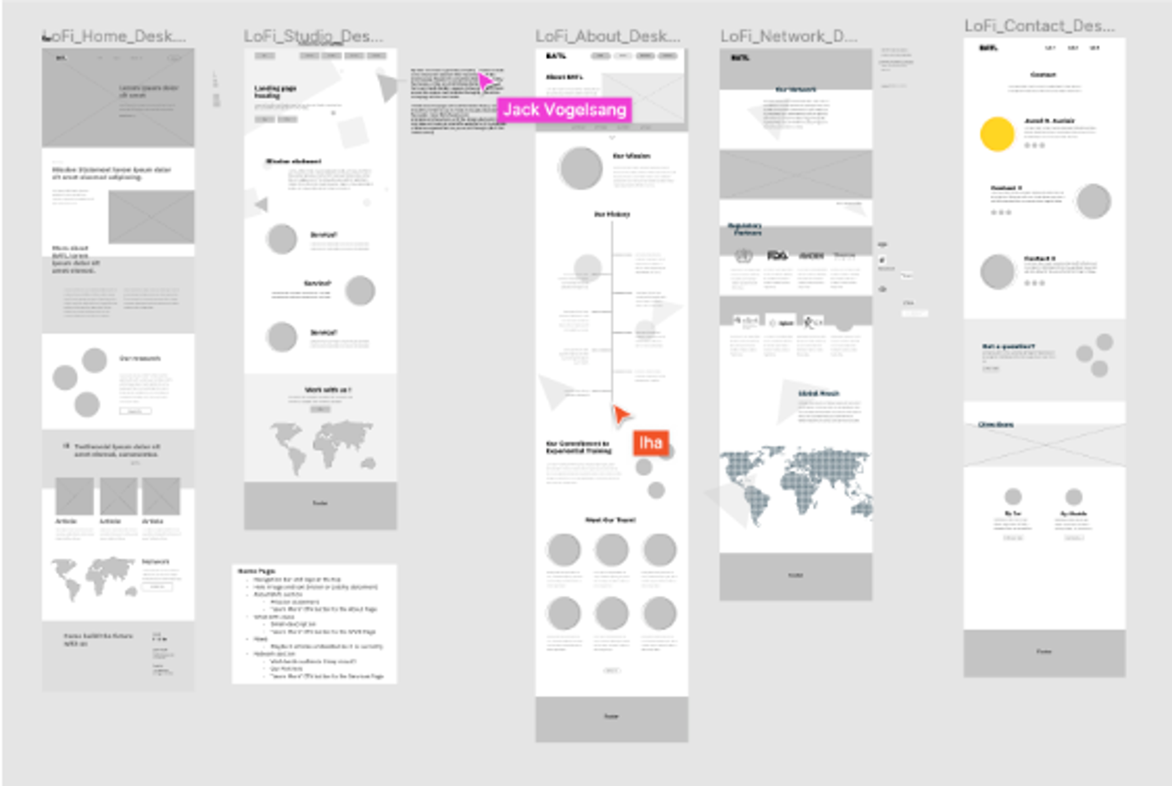 BATL low fidelity wireframes