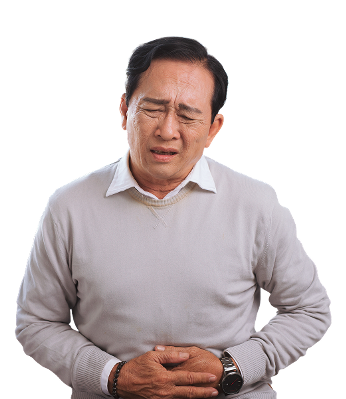 a man holding his midsection