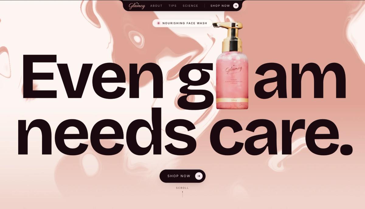 Glamcy landing page: Even glam needs care