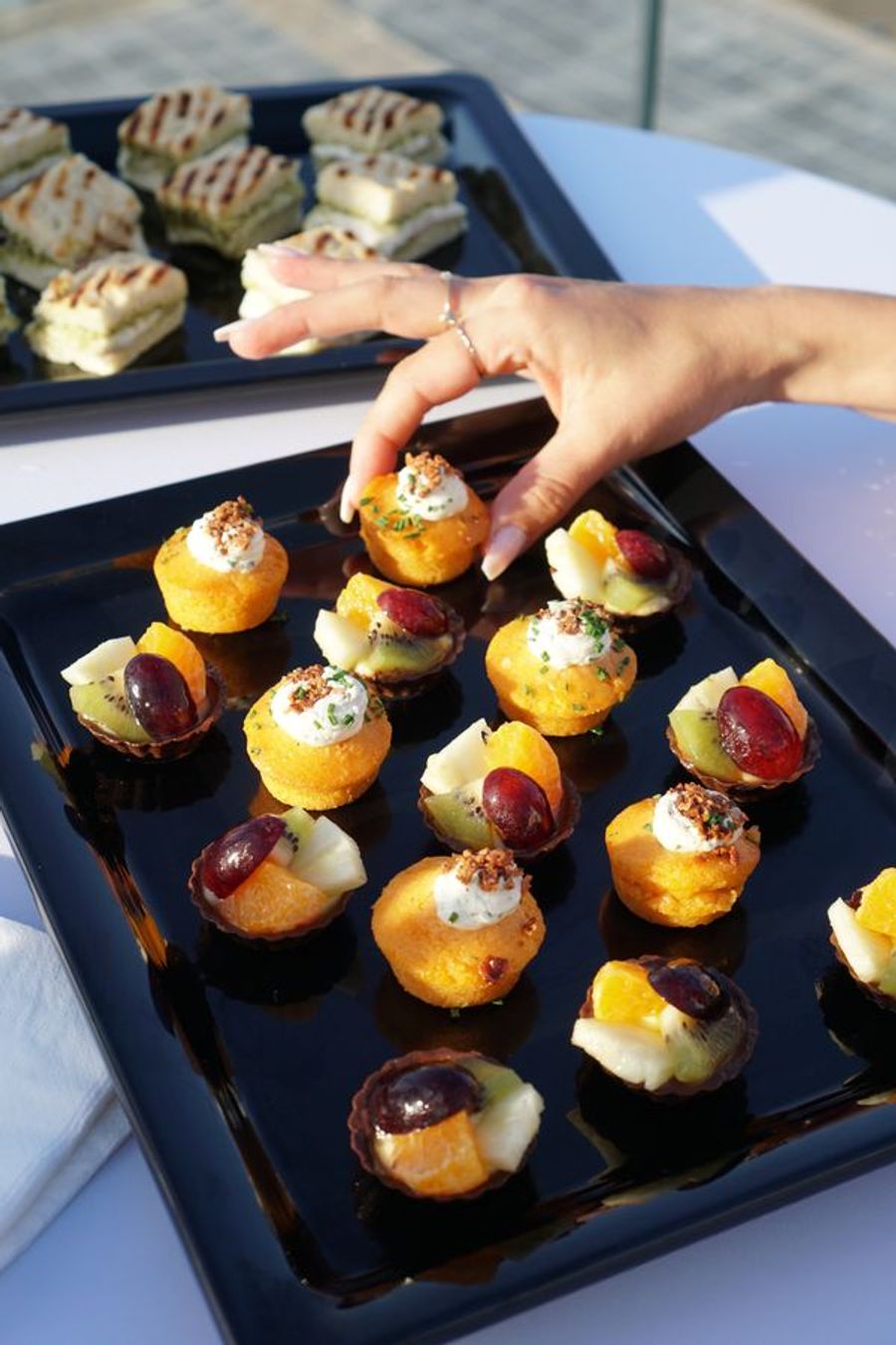 Canapés served on rooftop