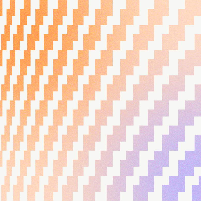Woven pattern of blocks in orange and violet