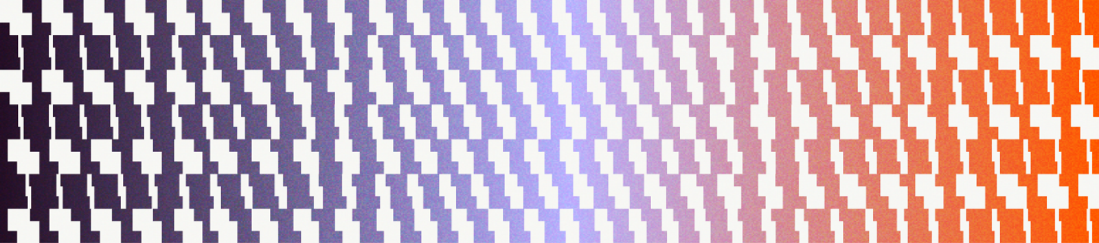 Woven band of blocks shading from deep violet through lilac to orange