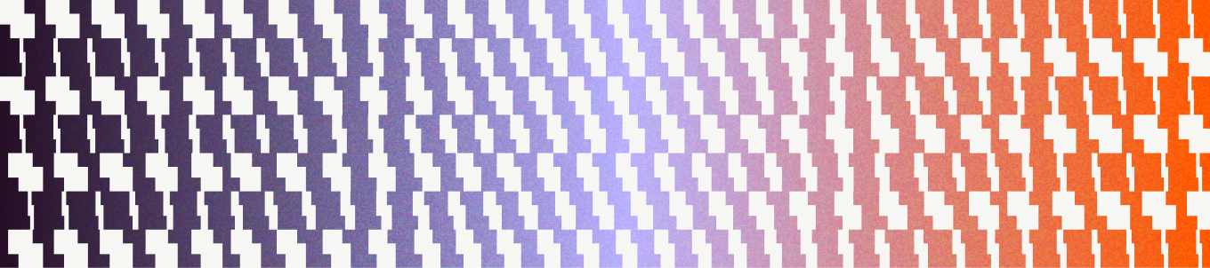 Woven band of blocks shading from deep violet through lilac to orange