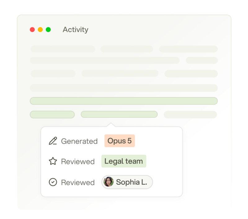 Activity log with review and attribution