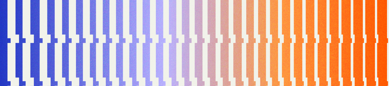 Band of vertical bars shading from blue through violet to orange