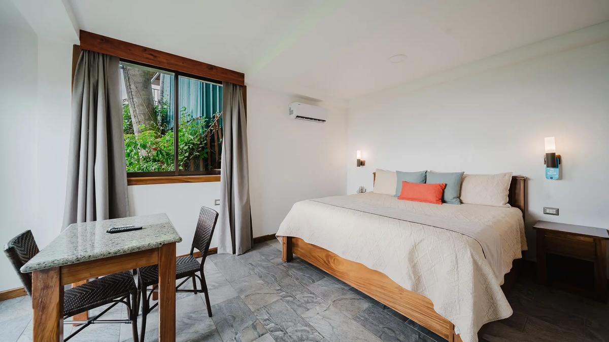 Bedroom at Casa Grande Vista with granite topped desk and garden window
