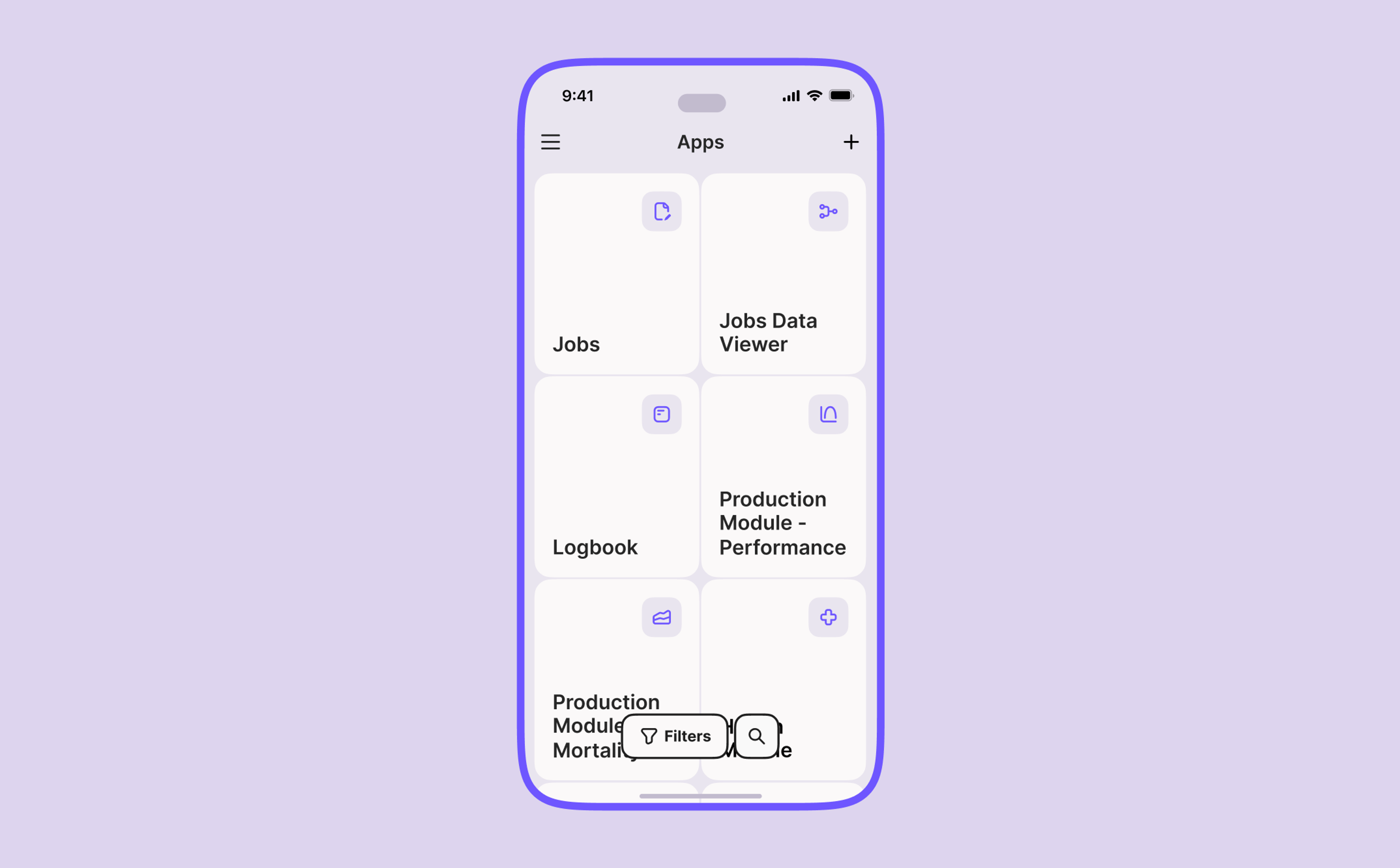 Apps menu on a phone