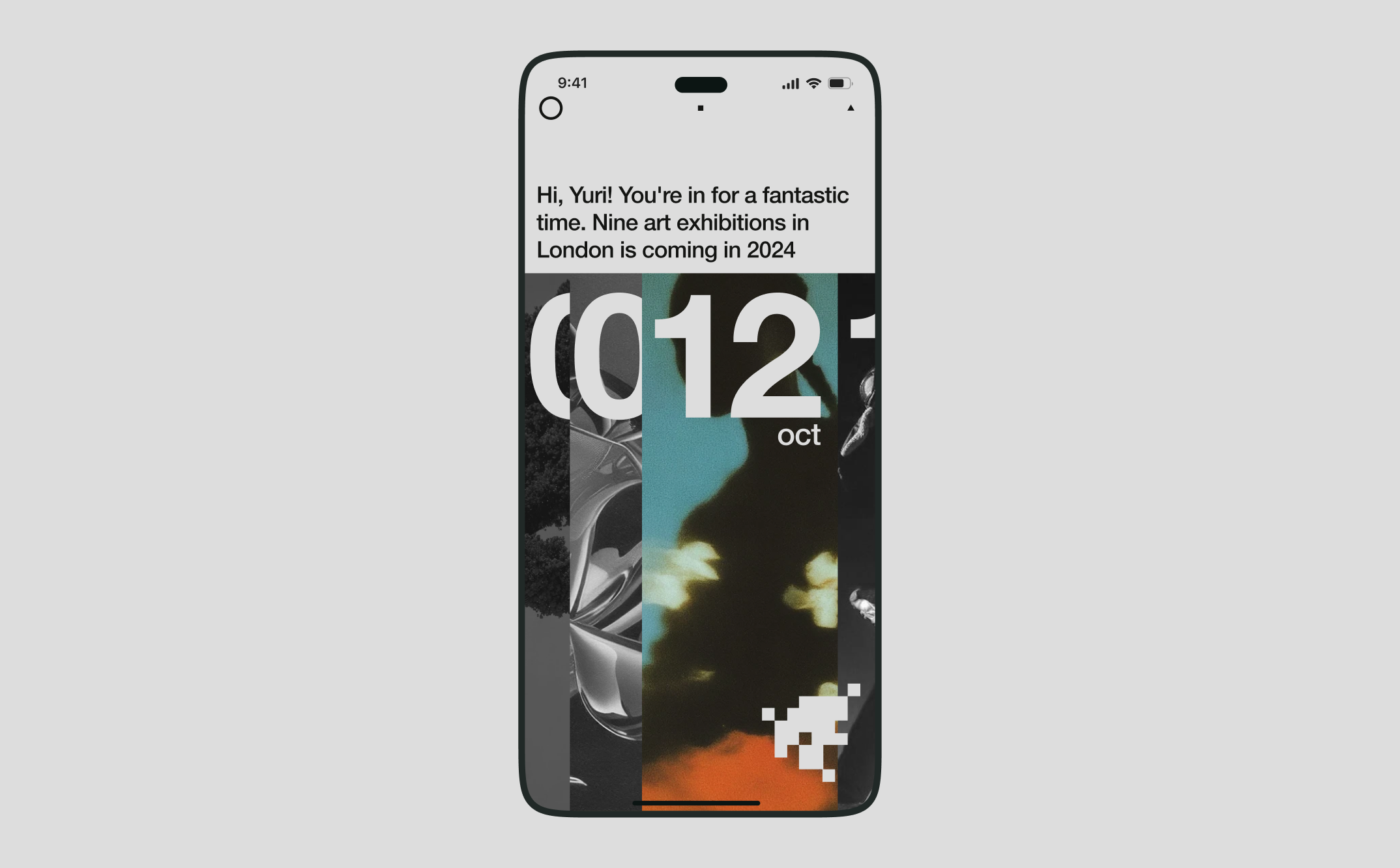 Event feed on a phone: nine art exhibitions in London