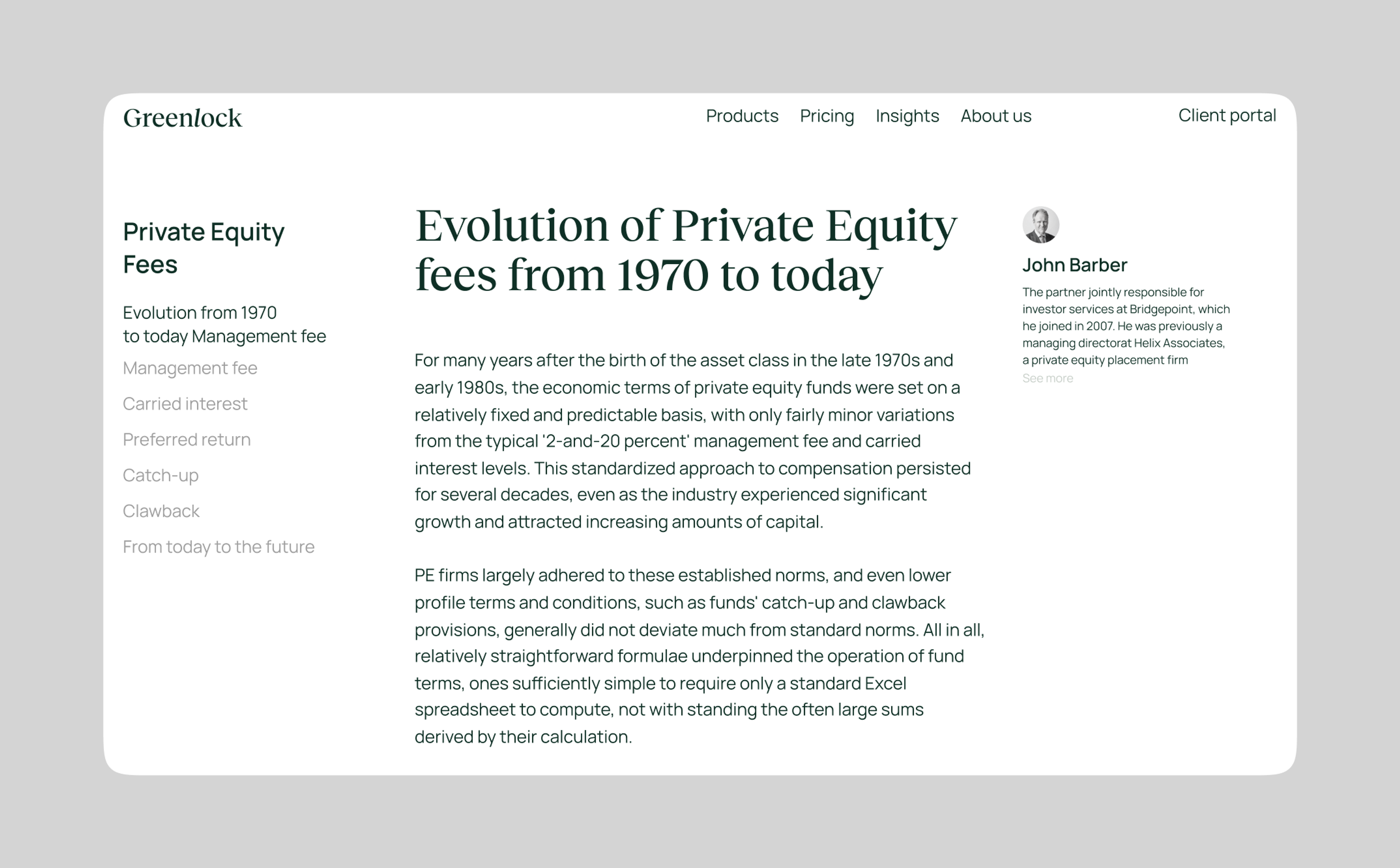Article page: Evolution of private equity fees from 1970 to today