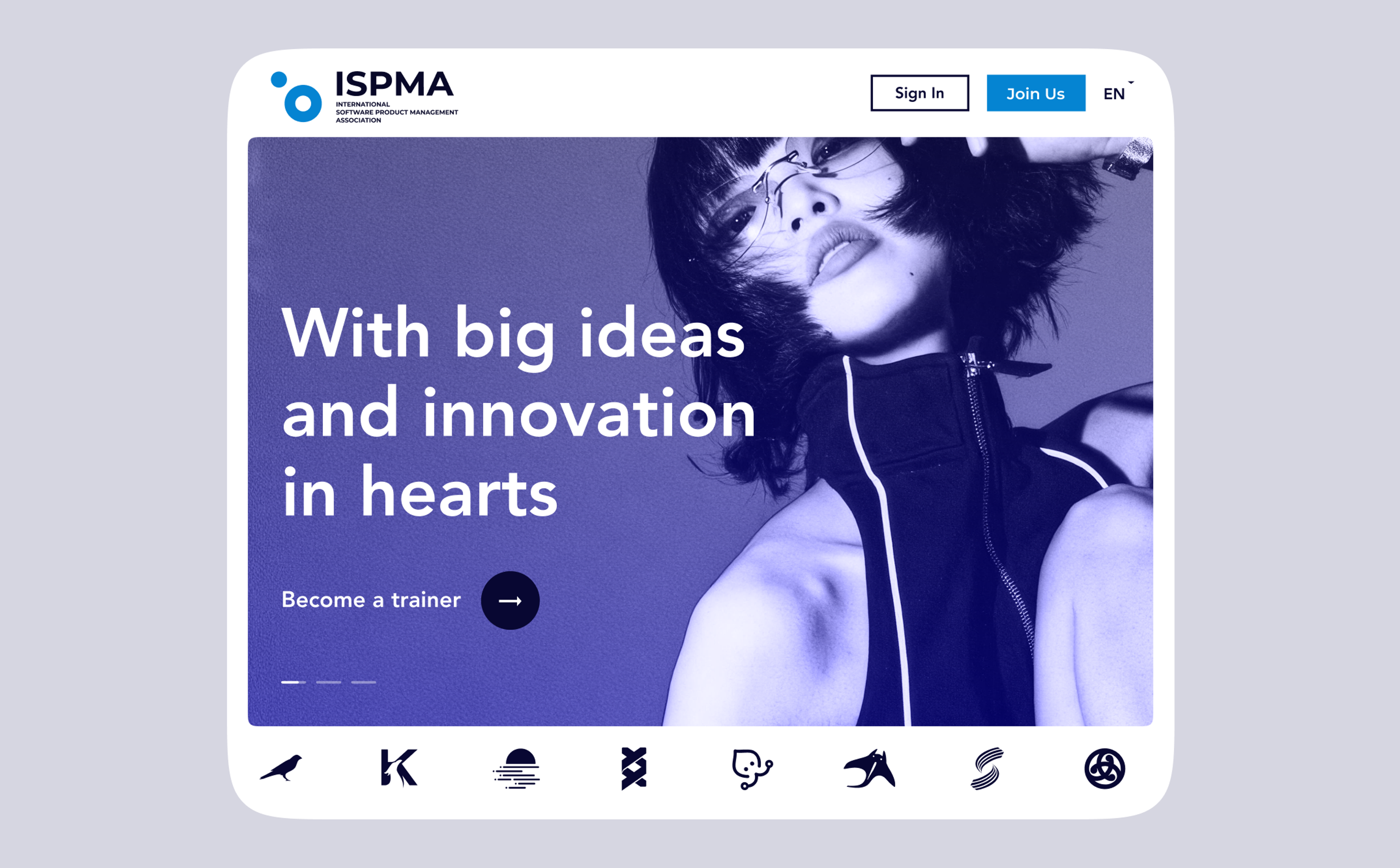 ISPMA homepage on a tablet