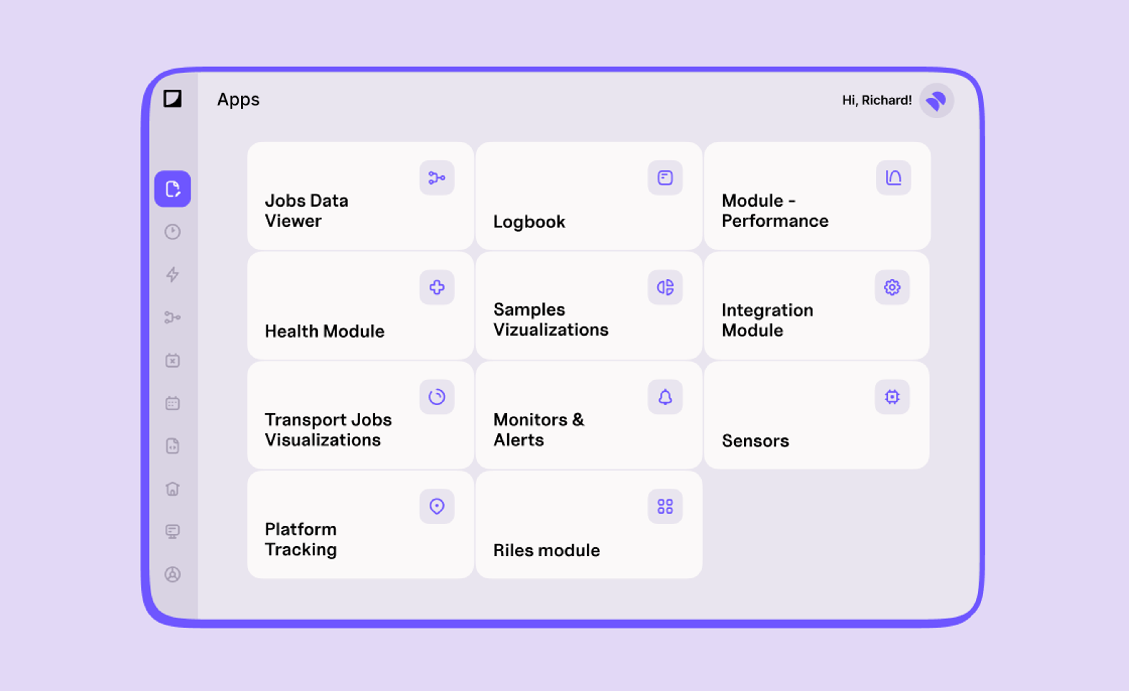 Ecto app launcher with modules for jobs, logbook, health, samples and monitoring