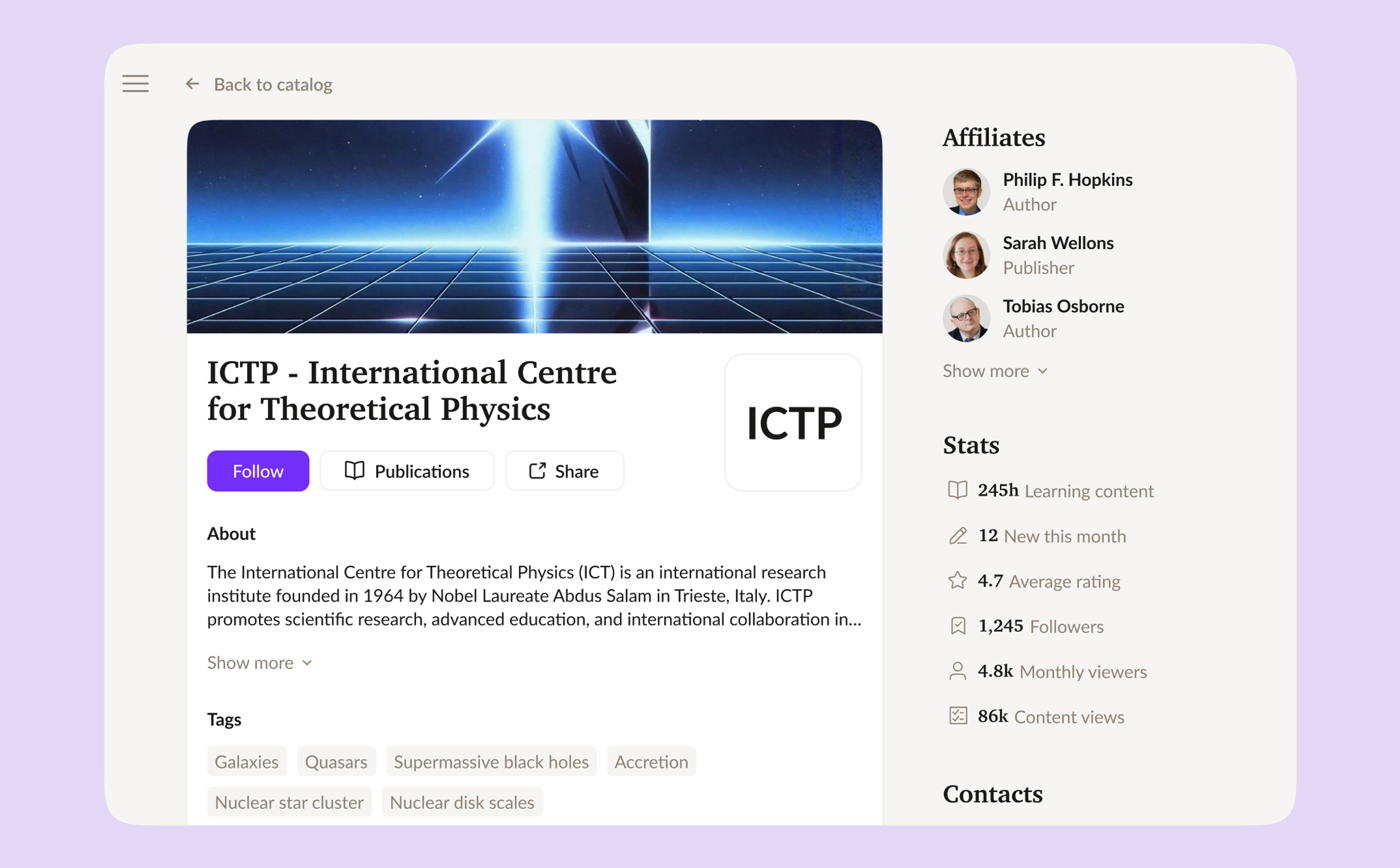 ICTP institution page