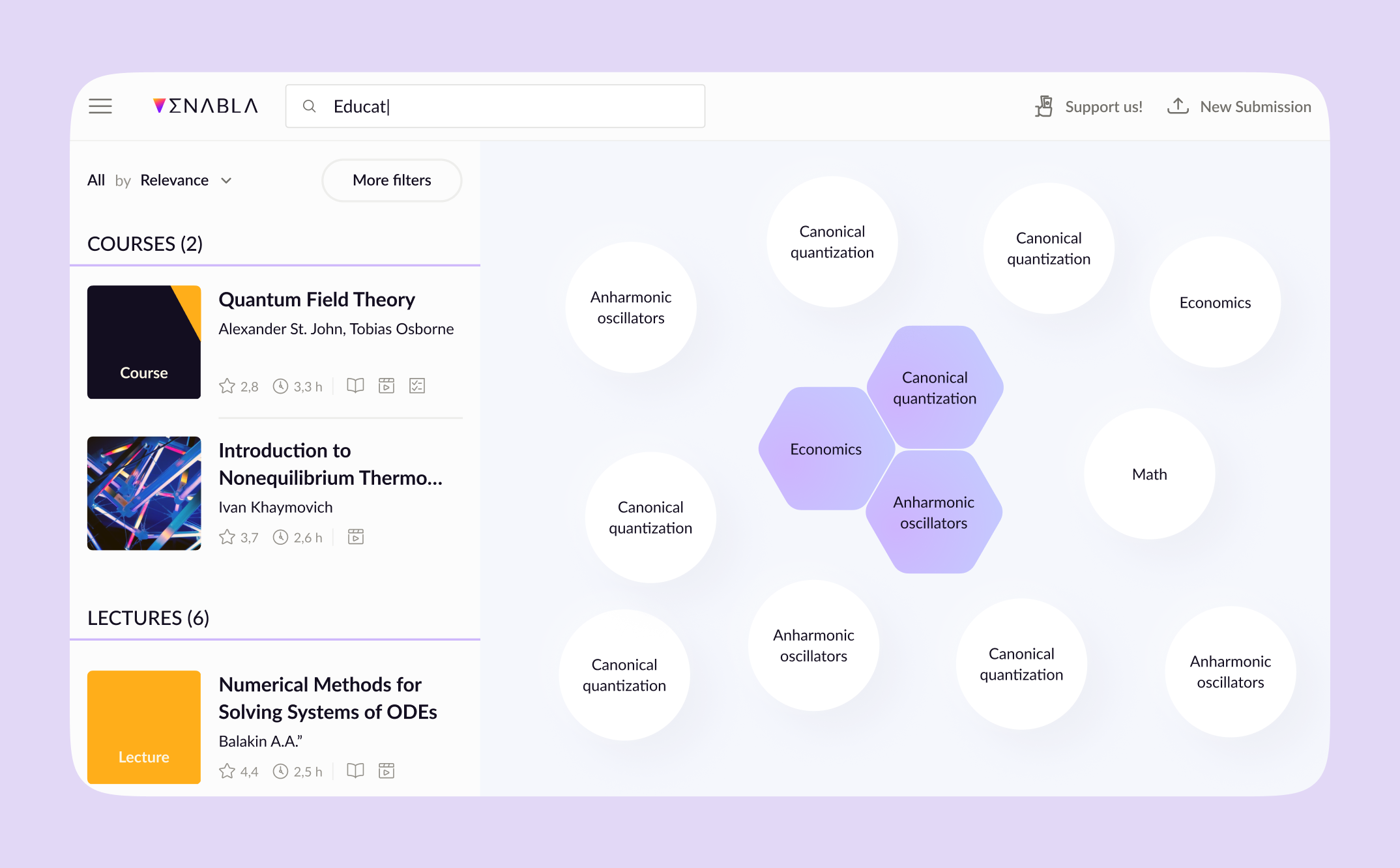 Enabla course catalog with a topic map