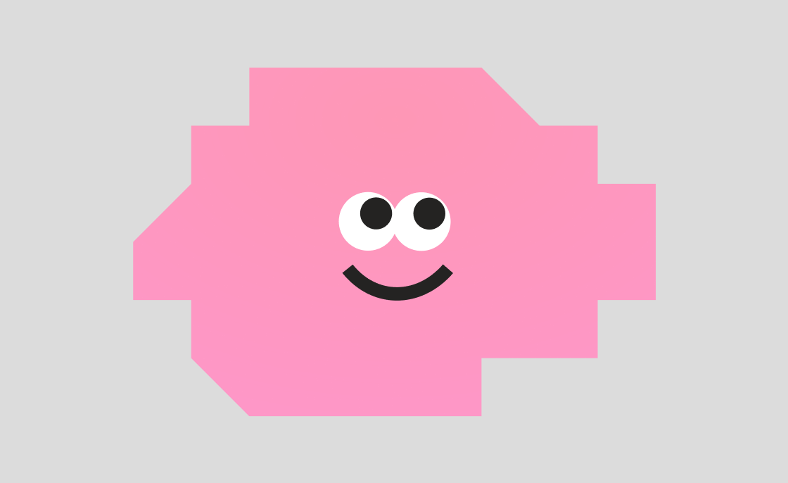 Practiqa pink blob character
