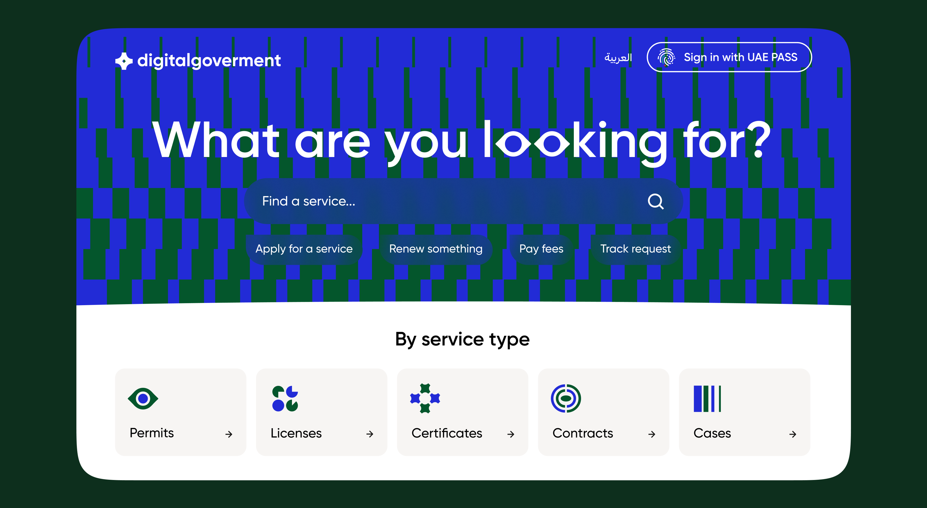 Government portal homepage: What are you looking for?