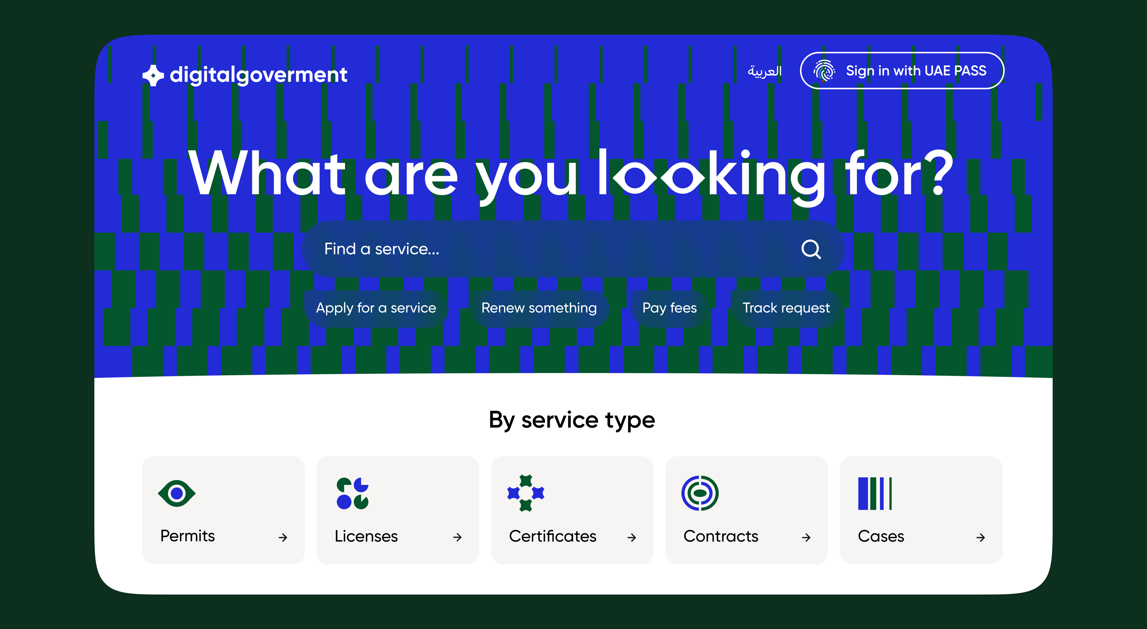Government portal homepage: What are you looking for?