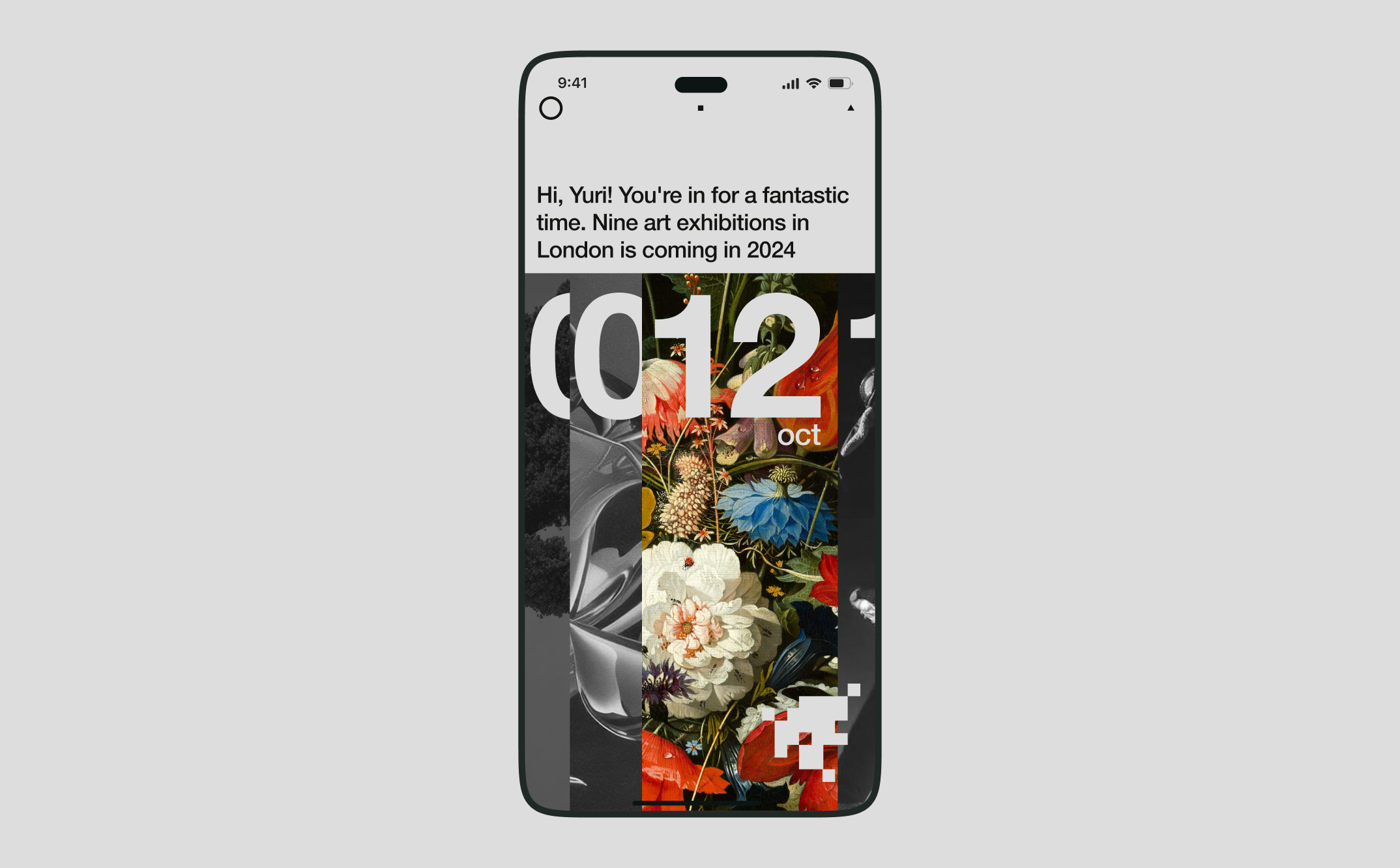 Event feed on a phone with a flower collage
