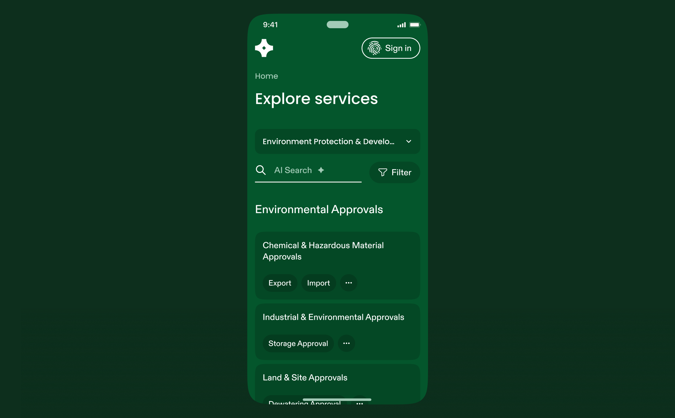 Explore services on a phone