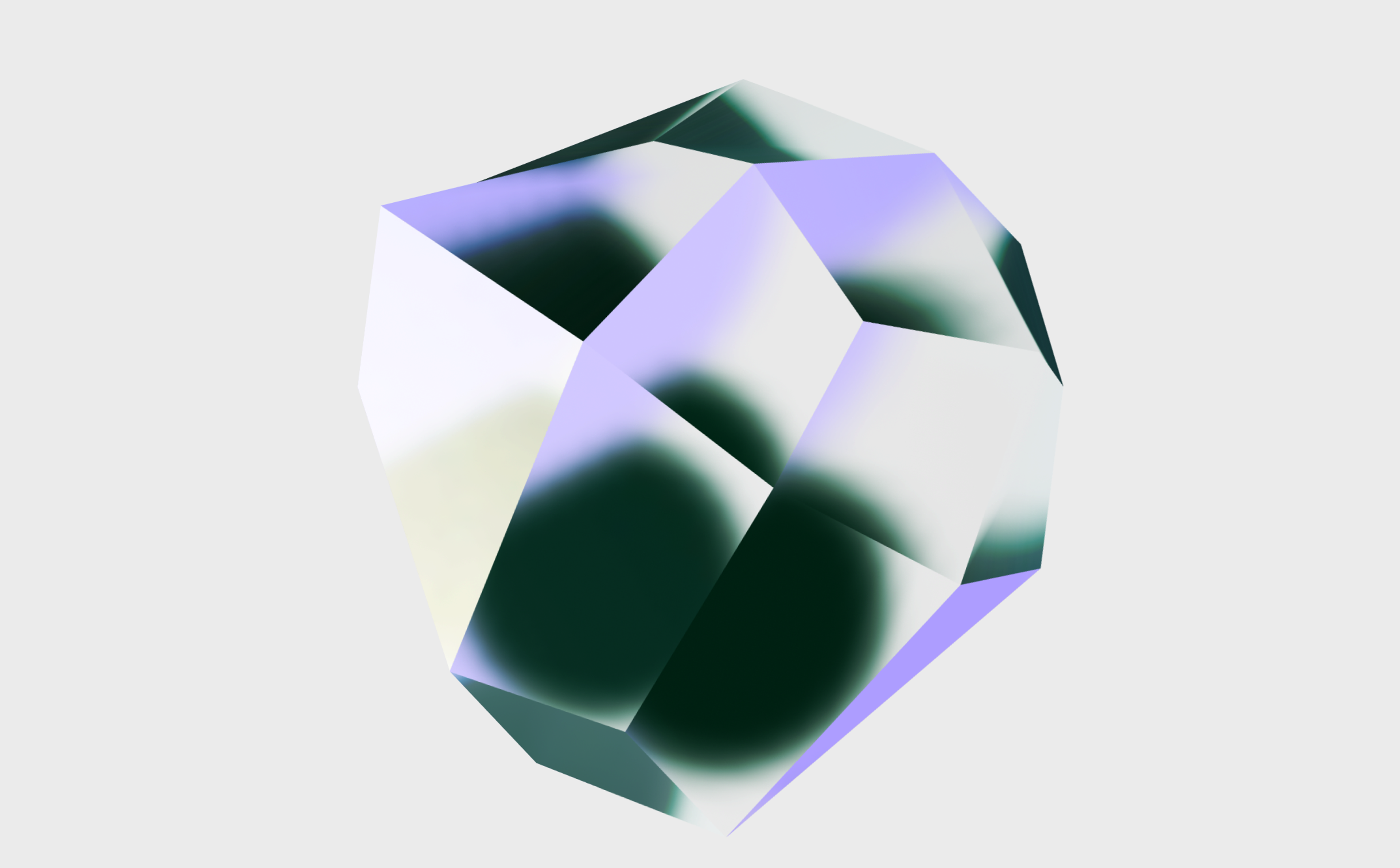 Faceted crystal illustration with dark green facets