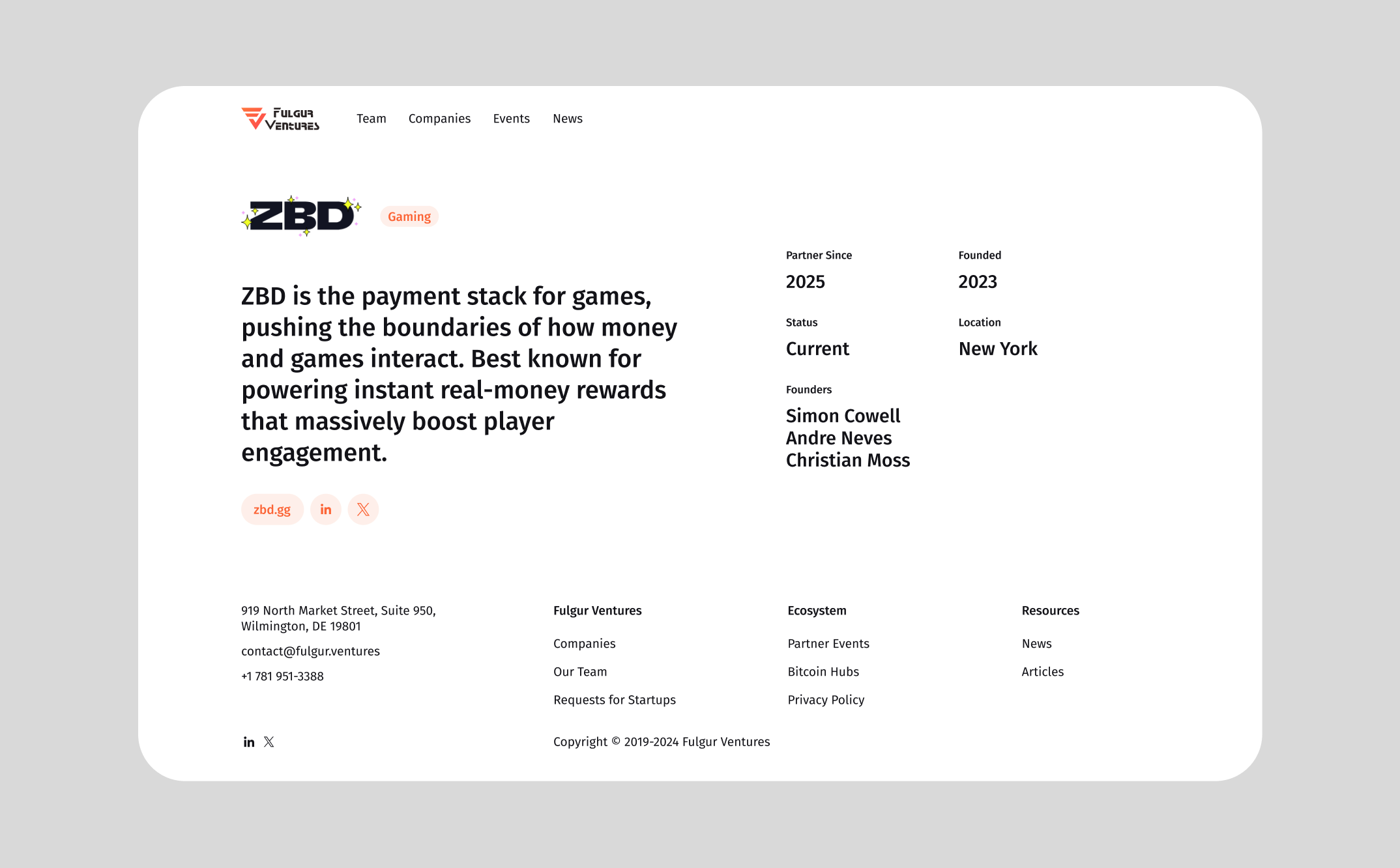 ZBD portfolio company page
