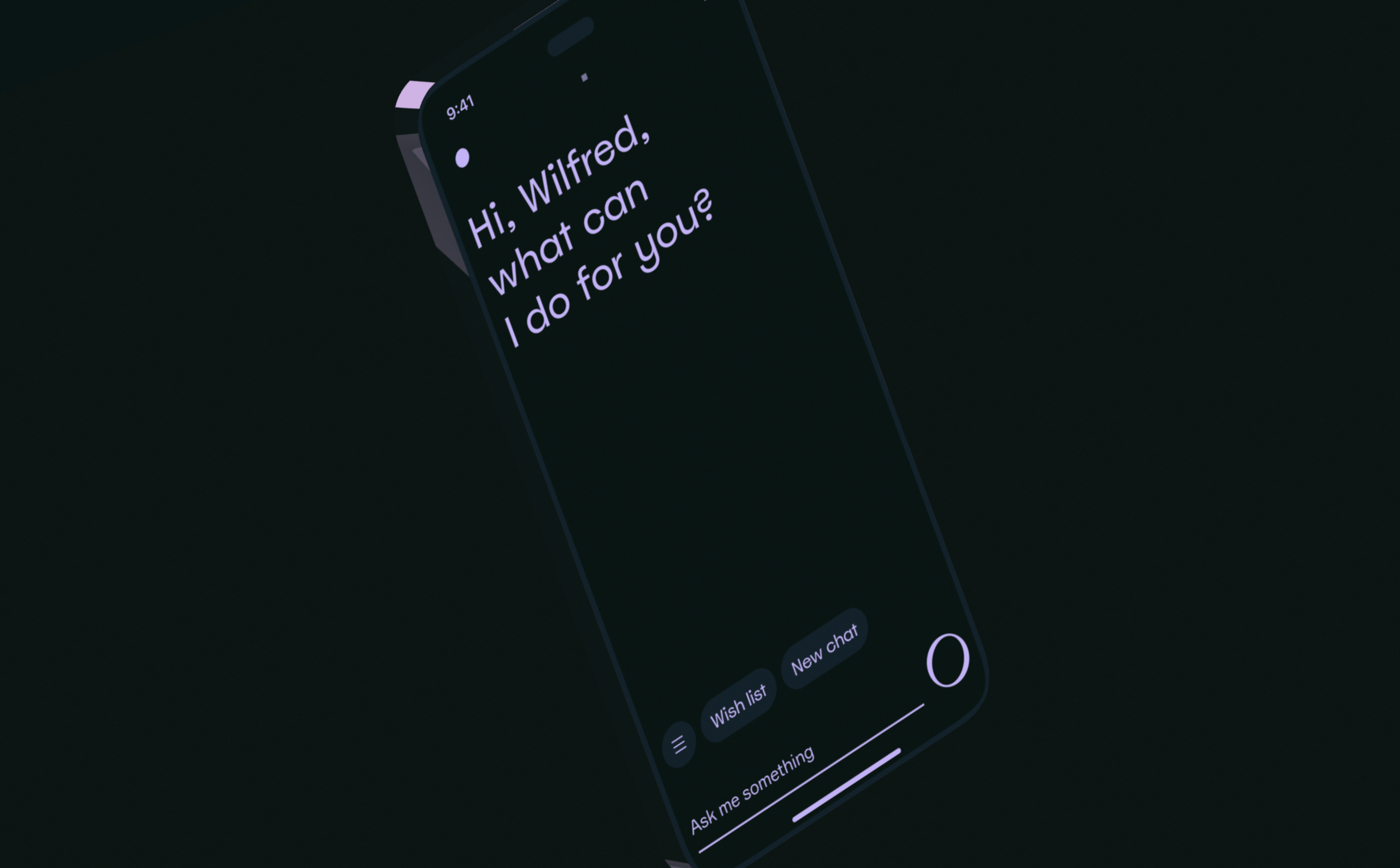 Voice assistant greeting on a tilted phone