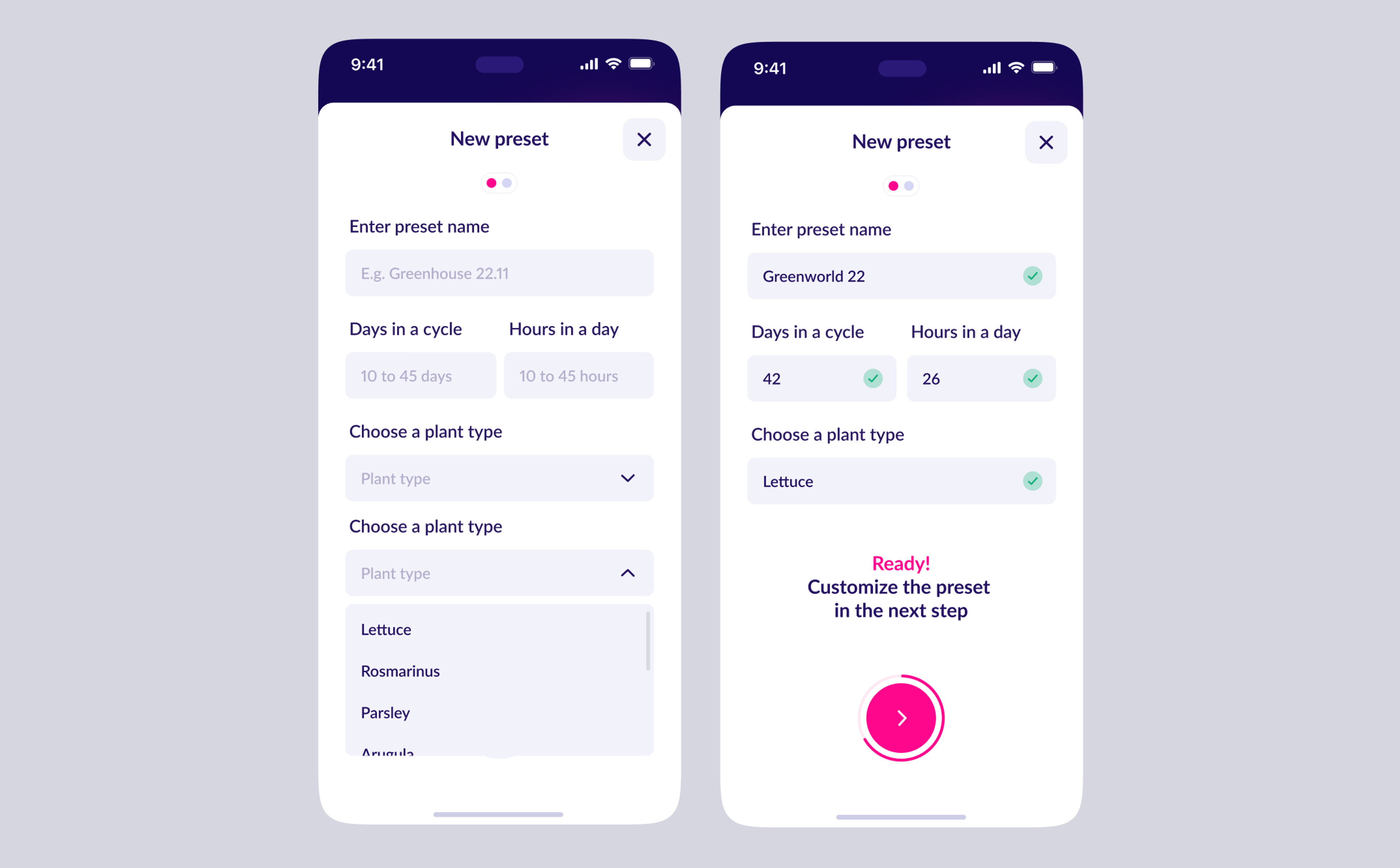 New preset flow on two phones