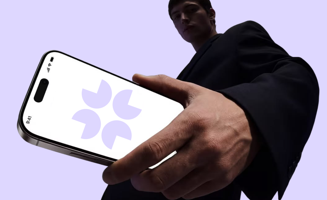 Hand holding a phone running the Bank 3.0 app