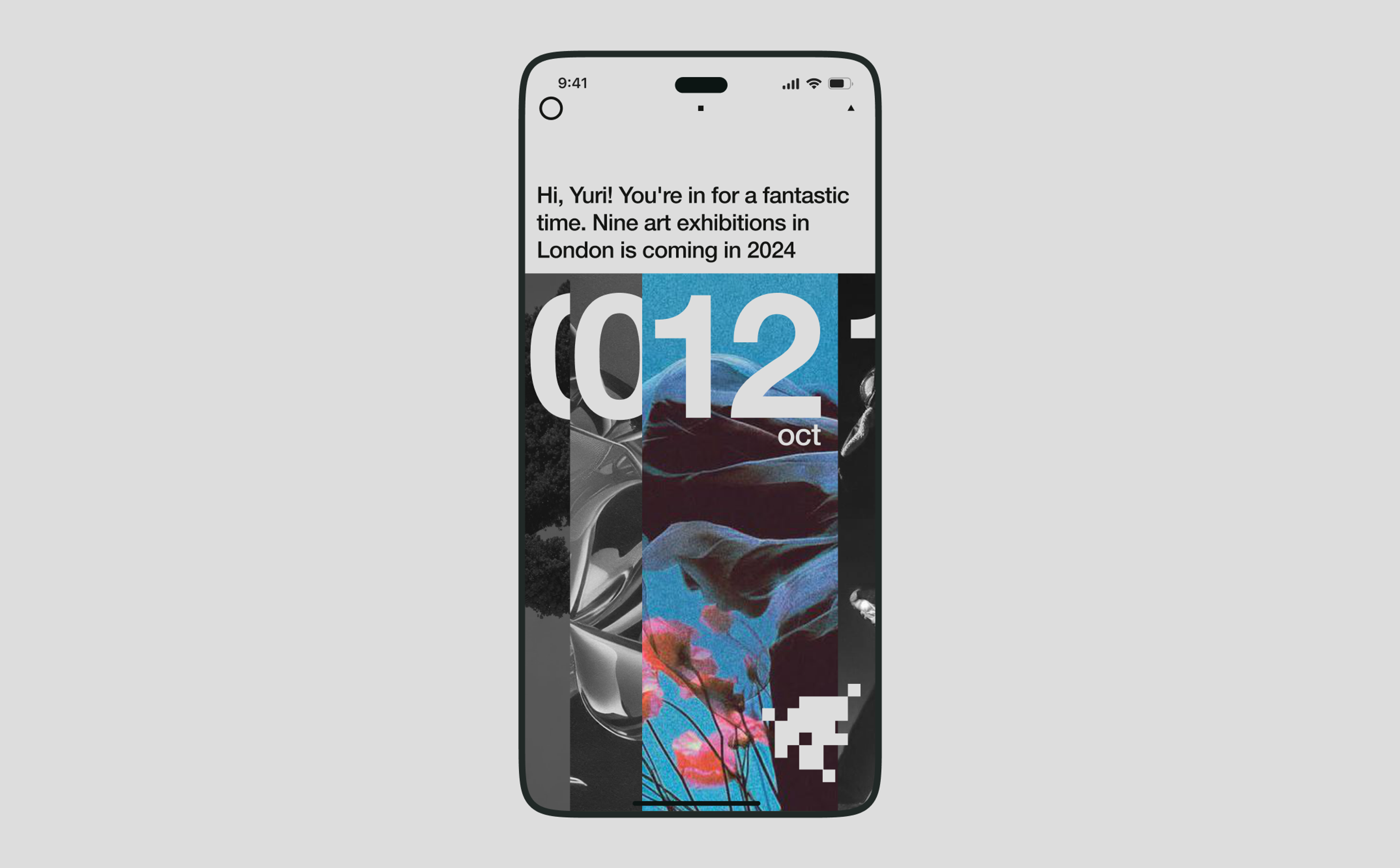 Event feed on a phone with a poster collage