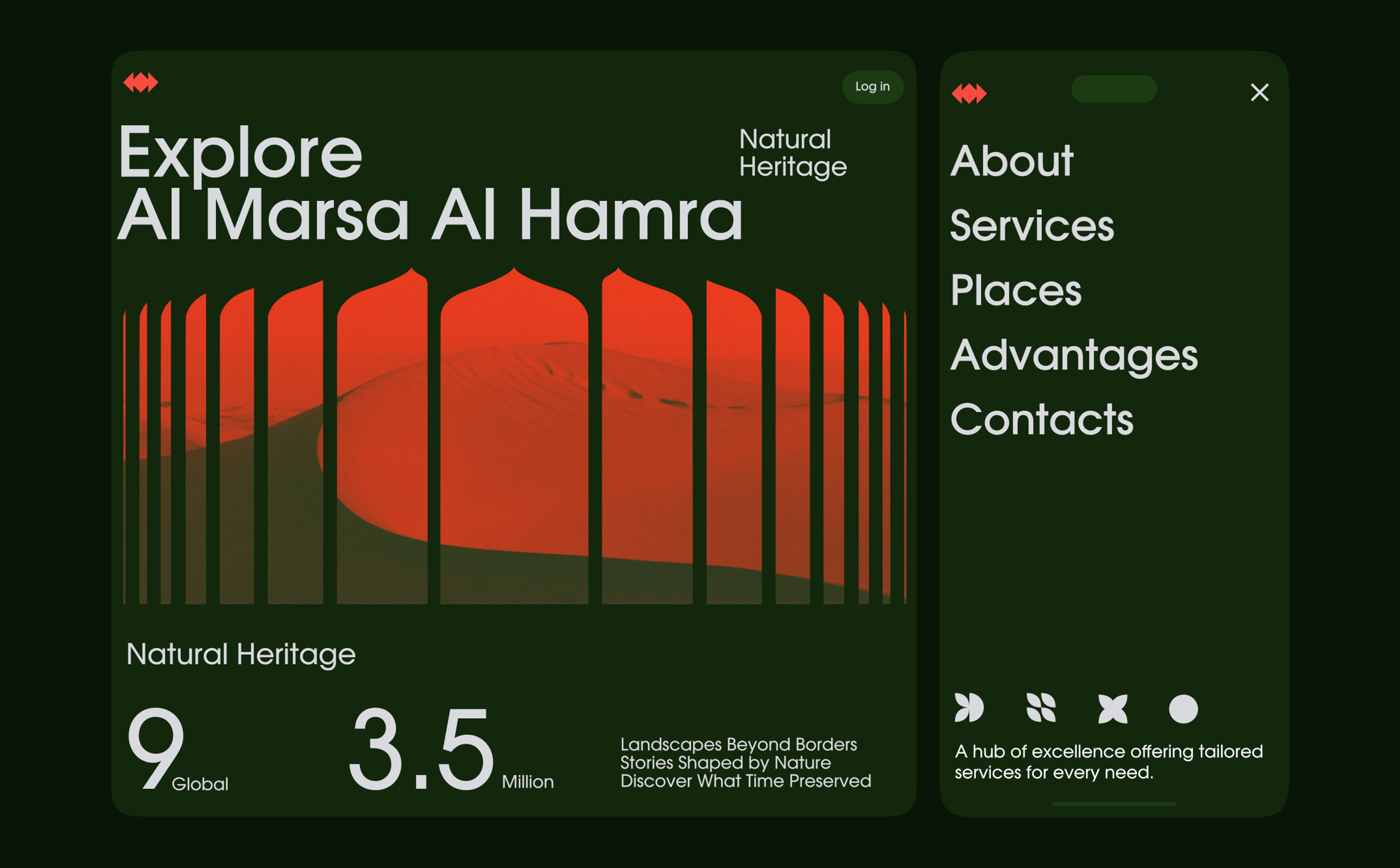 Explore Al Marsa Al Hamra homepage with the site menu