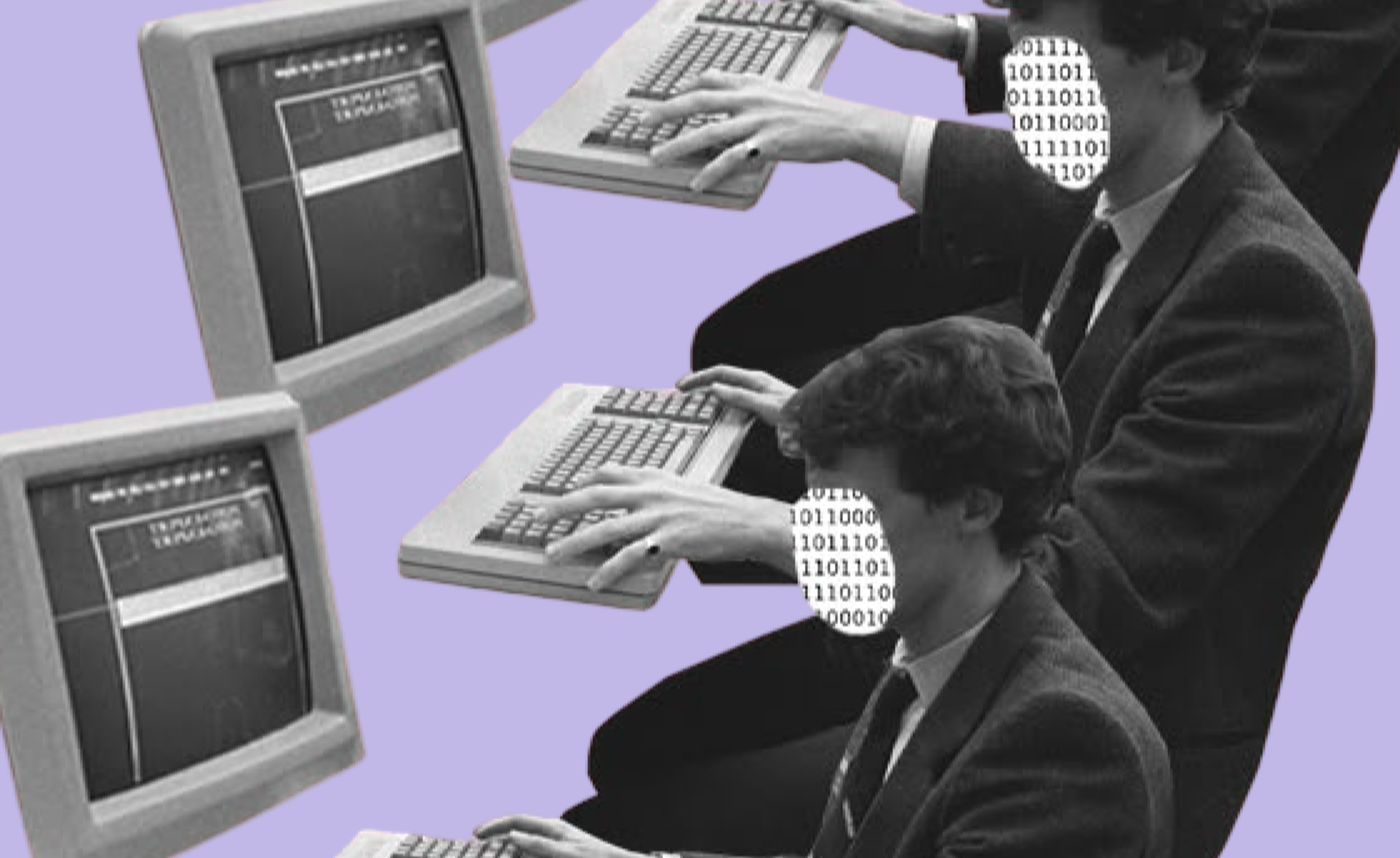 Collage of people at retro computers