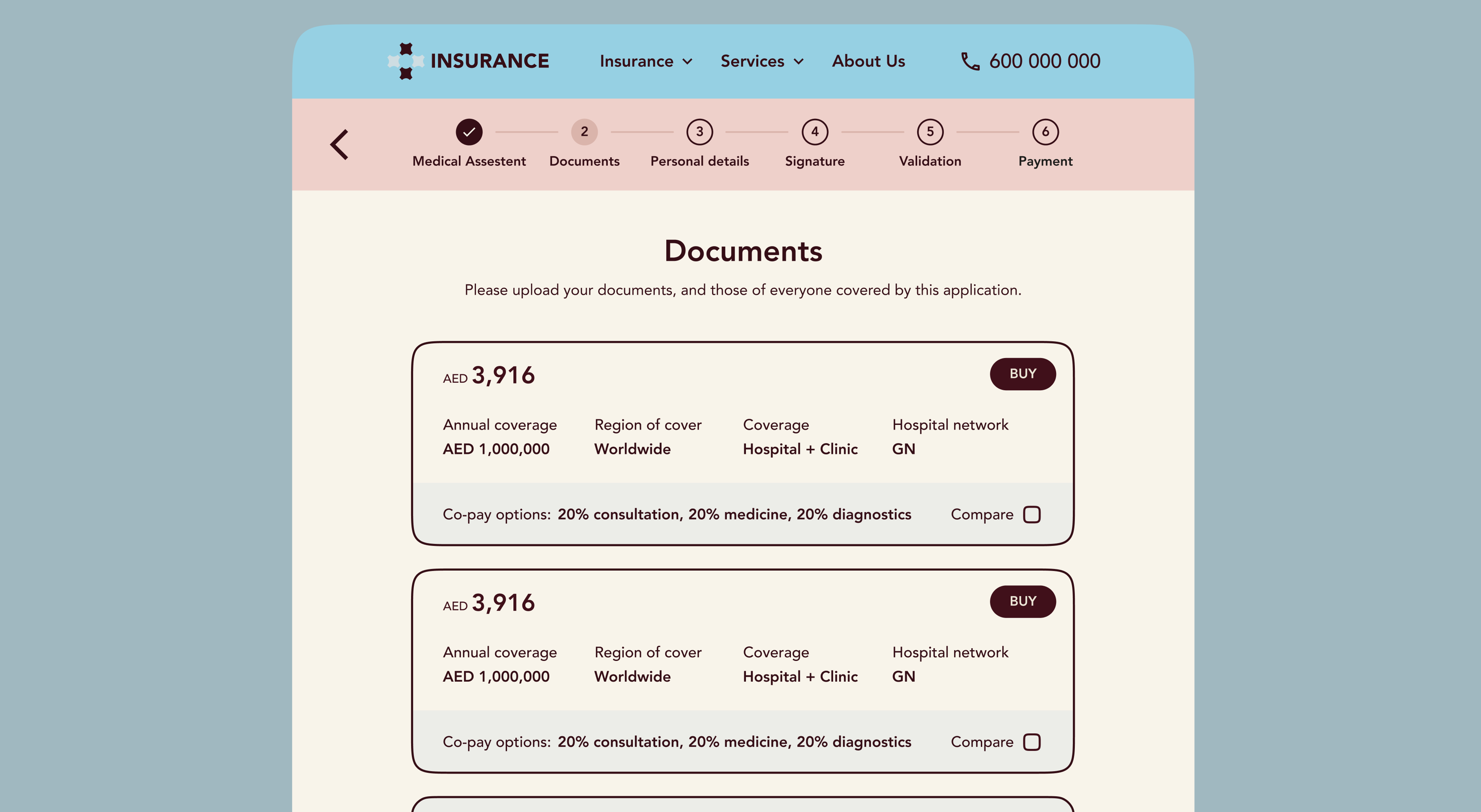 Documents step of the application with the chosen quotes listed