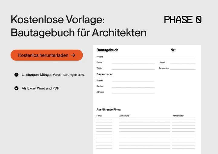 Bautagebuch Vorlage für Architekten und Ingenieure