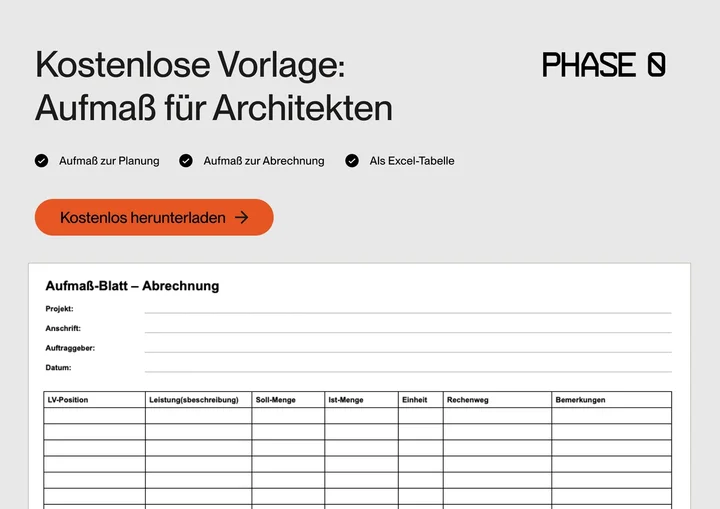 Aufmaß Vorlage für Architekten und Ingenieure