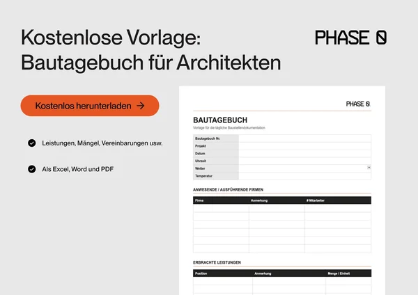 Kostenlose Bautagebuch Vorlage PDF & Excel